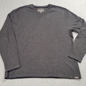 Eddie Bauer Men's Cotton Merino Wool Gray Vneck Sweater Large Grandpacore Preppy